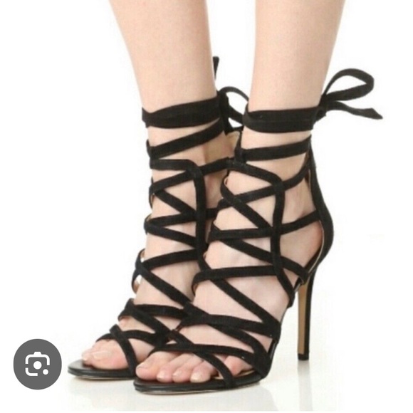SAM EDELMAN ALBA Black Suede Heels - Picture 1 of 13